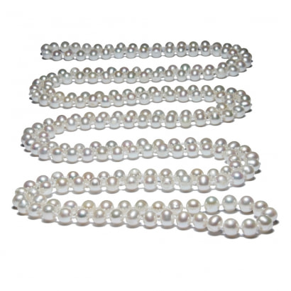 Sautoir-Perlenkette 162 cm lang mit weißen Zuchtperlen