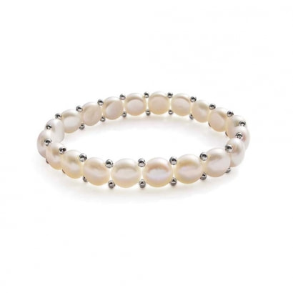 Estensibile Bracciale Perle coltivate Bianco