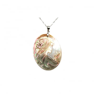 Cameo Mother of Pearl Pendant and Silver Mounting