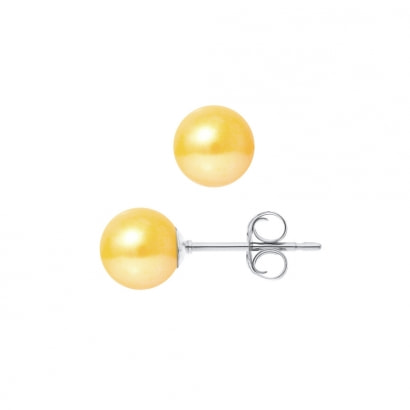 Golden Imitation mother of pearl Pearls Earrings and Silver Mounting