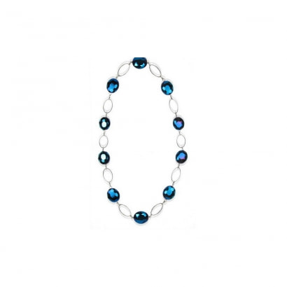 Blue Crystal Necklace and Silver Plated 