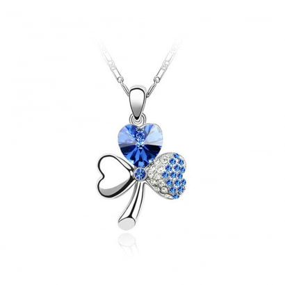 Clover Pendant made with a Blue Crystal from Swarovski