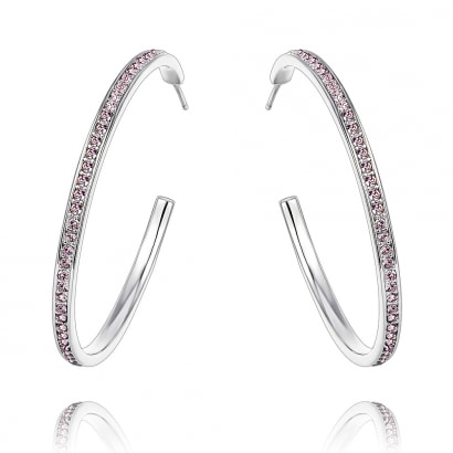 Pink Swarovski Crystal Elements Large Hoop Earrings