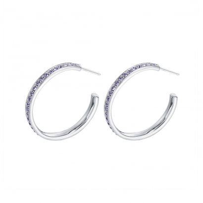 Purple Swarovski Crystal Elements Hoop Earrings