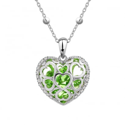 Colgante Corazón y cristal de Swarovski Elements Verde