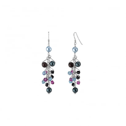 Blue Swarovski Crystal Beads Earrings and 925 Silver