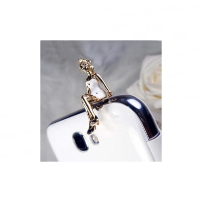 Yellow Gold and White Enamel Princess Smartphone Jewel Accessorie