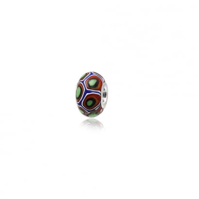 Red and Green Murano Glass Charms Bead  and 925 Silver