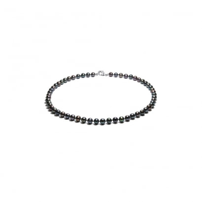 Black Freshwater Pearl Necklace and 925 Silver