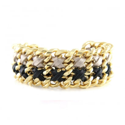 Ettika - Black and Silver Ribbons and Yellow Gold Bracelet
