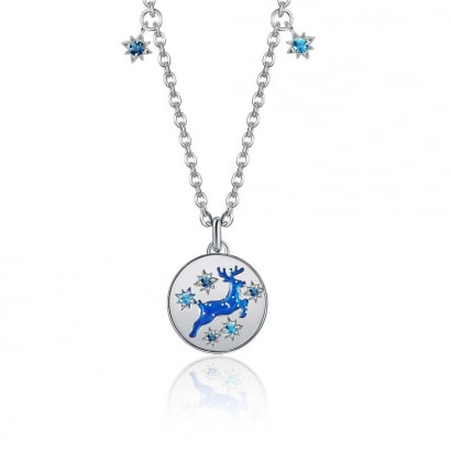 Blue Swarovski Crystal Reindeer Necklace