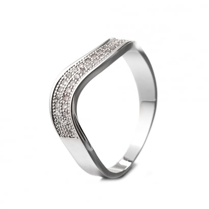 Rhodium plated Ring and White Cubic Zirconia