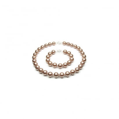 Bronze Pearl Necklace and Bracelet Set and 925 Silver