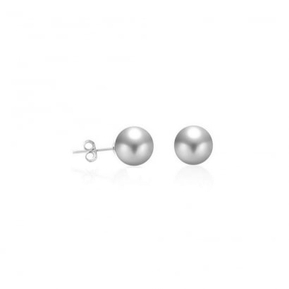 Ohrringe Imitation Perlen von 8 mm grau und 925 Silber