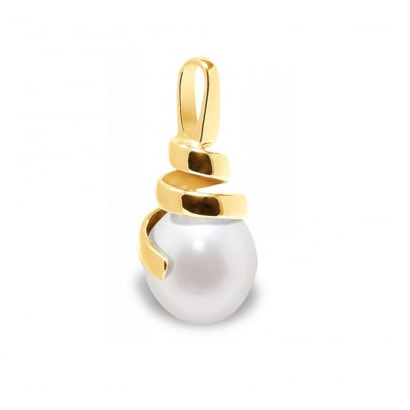 White Freshwater Pearl  Pendant and Yellow Gold 375/1000