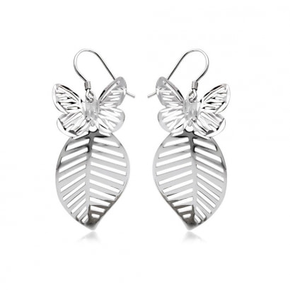 925 Silver Butterfly Dangling Earrings