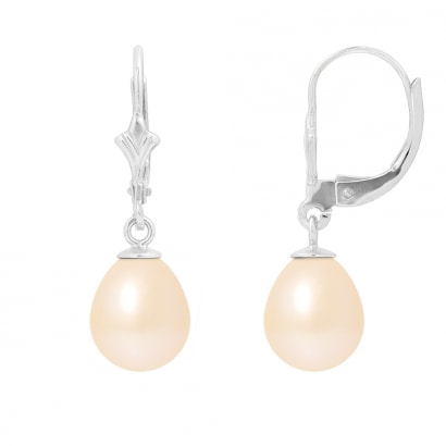 Pendientes de perlas culturas rosas y oro Blanco 375/1000