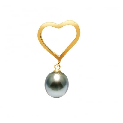 White Tahitian Pearl Heart Pendant and Yellow Gold 750/1000