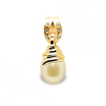Colgante Perla de Cultura Dorada, Diamante y Oro amarillo 750/1000