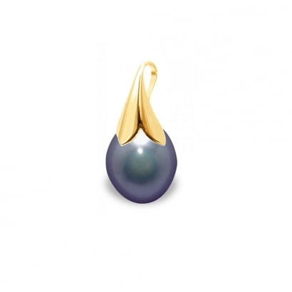 Black Freshwater Pearl Pendant and Yellow Gold 750/1000