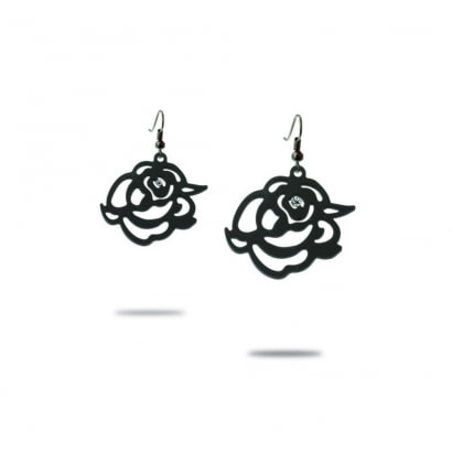 Black Silicone Gum Roses Dangling Earrings