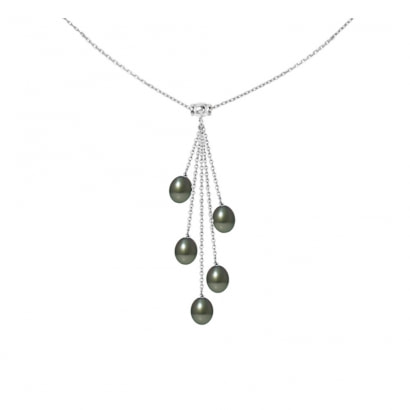 Halskette in Sterling Silber 925 und 5 Perlen von Tahiti