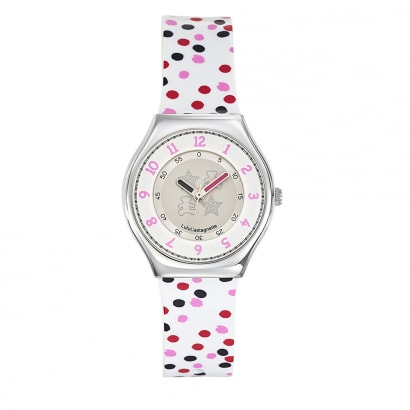 Reloj Chica LuluCastagnette MiniStar Pulsera de Plástico Bianco con lunares 