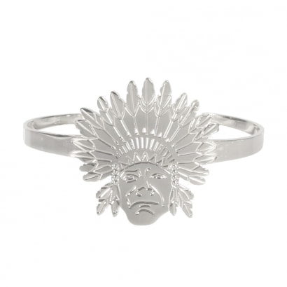 Silver Steel Indian Chief Bangle Bracelet 