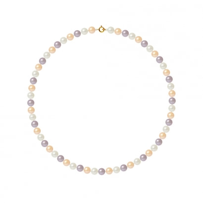 Perlen Halskette mit Multicolor Zuchtperlen und 750/1000 Gelbgold-Verschluss
