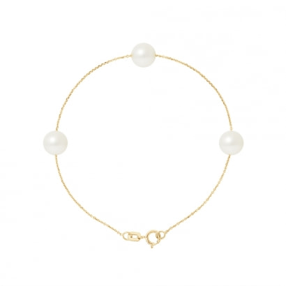 Bracelet 3 Perles de culture Blanches  et Or jaune 750/1000