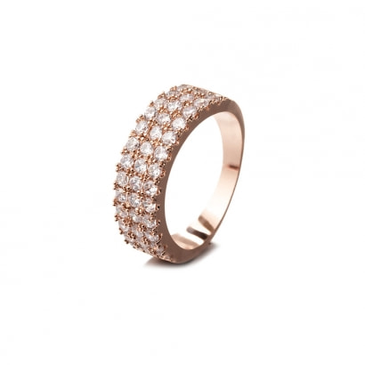  Pink Gold Plated Ring and White Cubic Zirconia
