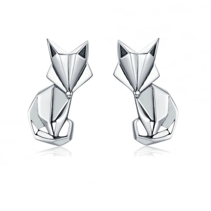 925 Silver Fox Origami Earrings
