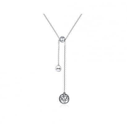 Baum des Lebens und der Familie Halskette mit weißem Swarovski-Kristall und 925er Silber