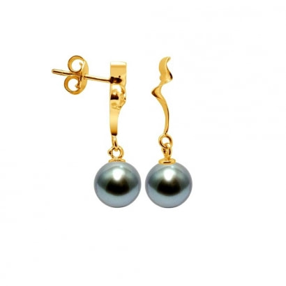 8 mm Tahitian Pearls Earrings and yellow gold 750/1000