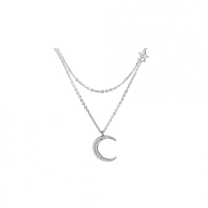 Necklace Moon made with White Crystal from Swarovski and 925 Silver