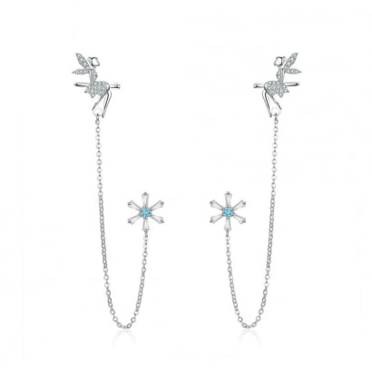 Fairy Clips Earrings made with Blue Crystal from Swarovski and 925 Silver