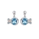 Boucles d'oreilles Poisson en Cristal de Swarovski Element Bleu et Plaqué Rhodium