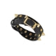 Black Leather and Gold Spikes Bracelet 