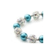 Bracelet 1 Rang en Perles Bleues, Cristal et Plaqué Rhodium