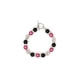 Bracelet 1 Rang en Perles Rose et Noir, Cristal et Plaqué Rhodium