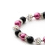 1-Rang-Armband, rhodiumüberzogen mit schwarzen und rosafarbenen Perlen und weißen Kristallen