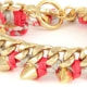 Ettika - Raspberry Ribbons and Yellow Gold Spikes Bracelet