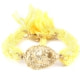 Ettika - Geflochtenes, gelbes Baumwollbänder-Armband mit Löwenkopf in Gelbgold