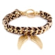 Ettika - Bracelet Ailes en Or Jaune et Coton Rubans Tressés Imprimé Leopard