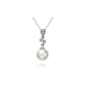 Pearl, White Swarovski Crystal Elements Cascade Pendant and Rhodium Plated