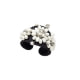 Weiße Lederbandarmbandspange mit Blumenornament aus weißem Perlmutt und kleinen Glasperlen