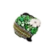 Armband aus geflochtener Baumwolle mit grünem Perlmutt, Rocailleperlen, Glas und Jadeperlen