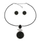 Black Druzy Crystal Necklace and Earrings Set