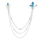 Blue Swarovski Crystal Elements Button Flower Necklace and Rhodium Plated