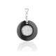 Black Ceramic Circle Pendant, 925 Silver and White Cubic Zirconia Crystal